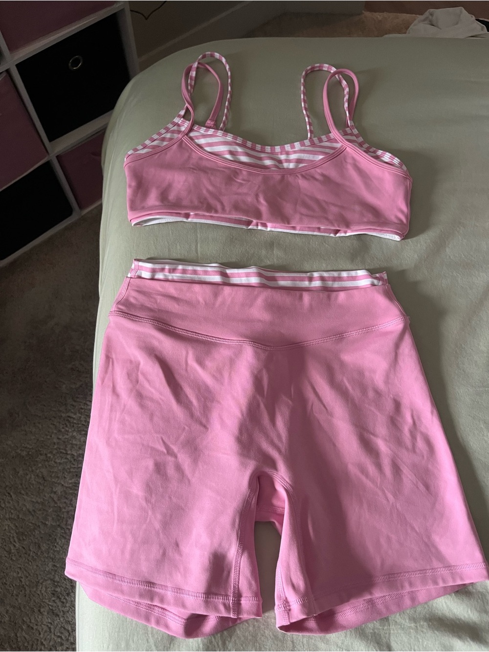Brand New Petal Pink & Stripes Liaison SOLD OUT Workout Set- L/XL (10-12)